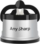 AnySharp Essentials - Knife Sharpener with PowerGrip - For Knives and Serrated Blades - Silver