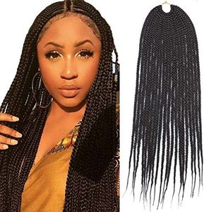 3X Box Braids Crochet Hair(colour 4,60cm,6 bundles,20 strands) Synthetic Box Braids Crochet Hair Soft Light and Breathable