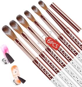 Saviland Acrylic Nail Brush Set - 6PCS Bronze Gold Professional Acrylic Brushes for Acrylic Application Size 10/12/14 for Nail Extension Size 4/6/8 for Nail Carving