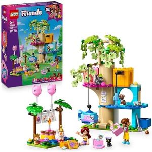 LEGO Friends Cat Birthday Party & Tree House Toy - incl. 2 Mini Dolls & 5 Animal Figures plus a Rotating Table, Pinata & Fun Accessories - Creative Gift for 6+ Year Old Girls - 42666