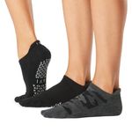 Tavi Noir Women’s Savvy Non-Slip Socks Multi-Pack - Grip Barre, Dance, Yoga Socks, Ebony & Hidden, Small