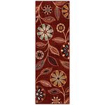 Maples Rugs Reggie Floral Runner Rug Non Slip Hallway Entry Carpet [Made in USA], 2 x 6, Merlot