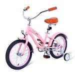 Nice C Kids Bike - 16-inch Cruiser Bike for Ages 5-8, Pink, Training Wheels Included