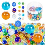 PowerKing 100PCS Glass Marbles Set, Assorted Colors in 4 Sizes, Ideal for Marbles Games, Crafts, and Home Decor for Filling Vase/Chinese Checker/Aquarium/Game/Fish/Play/Plant Decor