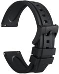 WOCCI 20mm Hevea Watch Strap, FKM Rubber (Not Silicone), Quick Release Replacement Band for Men, Black Buckle (Black)