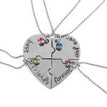 Sexy Sparkles Best Friends Forever and Ever BFF Necklace Engraved Puzzle Friendship Pendant Necklaces Set (4 PCs/Set))