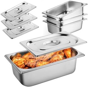 West Bay 4 Pack 1/4 Size Hotel Pans, 4'' Deep Steam Table Pan with Lid, 10.2''L x 6.3''W Stainless Steel Pans for Home, Party, Hotel, Buffet