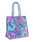 Lilly Pulitzer Market Shopper Bag, Reusable Grocery Tote, Shoulder Bag for Produce or Travel, Lil Earned Stripes, Large