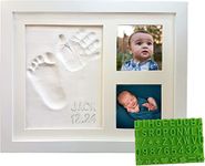 Ultimate Baby Hand & Footprint Kit - Wood Frame, Baby-Safe Clay, & Stencil for Perosnalized Registry, Baby Shower, New Mom, Birthday & Newborn Gift!