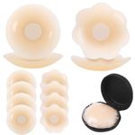 JUNEBRUSHS 4 Pairs Nipple Covers Silicone Pasties for Women Nipple Pads Adhesive Bra Covers Invisible Breast Petals with Travel Case