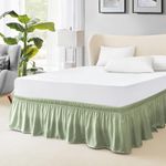 FreshCulture Full Bed Skirt, Elastic Wrap Around Bed Skirt Full Bed, Easy Fit with 15-Inch Tailored Drop, Hotel Quality Dust Ruffle for Full Size Bed, Bed Skirt Full Size (Sage Green)