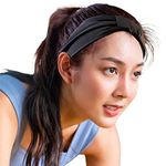 SILVR BEAR Sports Headband For Men and Women | No Headache | Wide Coverage | Exercise, Running, Jogging, Cycling, Marathon | Black Color