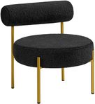 Yaheetech Boucle Tub Chair, Modern Tufted Cozy Sherpa Barrel Chair with Gold Legs, Club Chair for Living Room Bedroom Vanity Room Home Office, Black