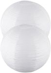 2 Pack White Round Paper Lanterns, 