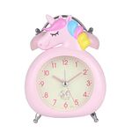 Chesoon Cute Alarm Clock for Girls with Nightlight Non Ticking Silent Sweep Second Super Loud Twin Bell Bedroom Bedside Decoration for Kids SJ72Pink