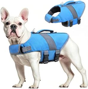 Mosucoirl Dog Life Jacket High Flotation,Reflective Dog Lifesavers Floats Vest Pet Safety Coats Lifejacket Swimsuits Small Medium Large Dog for Swimming Boating Surfing Kayakin (Dark Blue, XL)