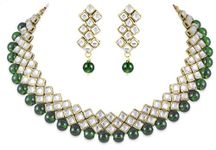 Shining Diva Fashion Green Kundan Choker Traditional Jewellery Necklace Set With Earrings For Women Girls(7815S)