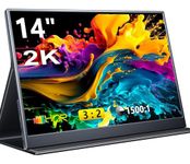MagicRaven Portable Monitor, 14" 2K Laptop Screen, Lightweight Dual USB C HDMI Second Gaminig Display with Speakers, Travel Monitor for PS4/5 Xbox Switch MAC PC Phone