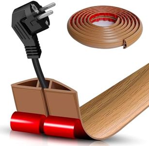 Floor Cord Cover Self Adhesive Cord Hider Floor 10FT Floor Cable Management Power Cord Protector Floor Electric Cord Covers for Offices, Gym, Exhibitions, Cable Cavity:0.39"(W) x 0.27"(H) Brown Wood