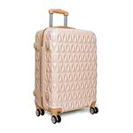 CMY Cabin Suitcase Super Lightweight Durable ABS Carry on Suitcase with 4 Dual Spinner Wheels and Built-in 3 Digit Combination Lock Ideal Travel Bag & Luggage Sets (Rose Gold, 20 inches)