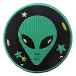 Green Alien Patch Embroidered Applique Iron On Sew On Emblem