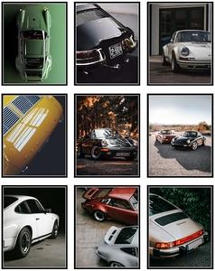 BigWig Prints Porsche 911 Poster - Car Wall Art, Porsche Wall Art, Porsche Poster, Vintage Car Poster, Car Posters for Men, Porsche 944 Posters, Porsche Art, Cool Car Posters -Unframed Set of 9 (8x10)