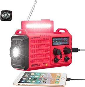 Radio Météo à 5 Voies pour Les Urgences Extérieures des Ménages, Radio Portable AM/FM/SW et Alarme SOS, Alimentation Solaire, Manivelle Dynamo à Main, Lampe de Poche, Lampe de Camp, Boussole