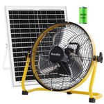 Roodike 12" Solar Rechargeable Floor Fan, 18000 mAh 20W Solar Powered Battery Operated Fans for Outdoor Garden Greenhouse Barn Stable Camping Garage Patio Air Circulation Cooling