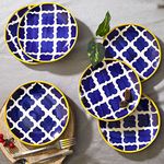 Lupaava Ceramic Quarter Plates for Serving Mail Microwave & Dishwasher Safe 7 Inch, 6 Pieces, Microwave, Dishwasher Safe