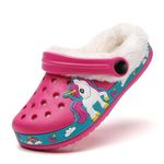 YUKTOPA Toddler Clogs Kids Boys Fur Lined Clogs Slippers Fuzzy Plush Lined Home Bedroom Slippers Indoor Outdoor Mules Rose27