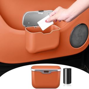 HOLDCY Car Trash Can, Waterproof Multi‑Functional Auto Trash Bin for Door/Console/Seat Back, Universal Vehicle Garbage Can for Car/Truck/SUV Drivers (Orange)