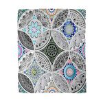 Topyee 130x150 cm Throw Blanket Colorful Floral Patchwork Pattern Mandala Circles in Boho Chic Warm Cozy Print Flannel Home Decor Comfortable Blanket for Couch Sofa Bed