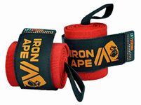 IRON APE Extra Stiff 18" Wrist Wraps. New Versatile Twin Thumb Loop Design for Powerlifting, Strongman, Weightlifting, and Bodybuilding. Weightlifting Wrist Support for Men and Women