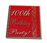 3dRose db_31003_2 100Th Birthday Party Red Design Memory Book, 12 by 12-Inch