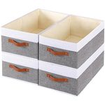 YheenLf Clothing Storage Bins, Closet Bin with Handles, Foldable Storage Baskets, Fabric Containers Storage Boxes for Organizing Shelves, White and Grey, 4-Pack, Large