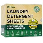 Laundry Detergent Sheets by Renuv Up to 100 Loads Eco Friendly Liquidless Strips No Plastic Earth Friendly Sustainable Biodegradable Soap Sheets For Home or Travel Clothes Washing Needs 50 Sheets