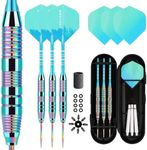 Himmbods Darts Metal Tip Set 3 Aluminum Shaft Metal Dart Set Professional Darts Steel Tip Sets + Extra 3 Dart Flights 3 Replace Plastic Shafts Beginner or Professional Darts 22g