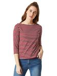 Miss Chase Women's Maroon & White Boat Neck 3/4th Sleeves Regular Basic Cotton Striped Top (MCAW18TP11-95-139-06, Maroon and White, X-Large)