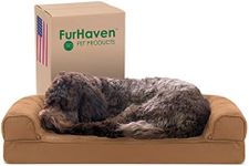 FurHaven Pet Dog Bed | Cooling Gel Memory Foam Orthopedic Quilted Sofa-Style Couch Pet Bed for Dogs & Cats, Toasted Brown, Medium