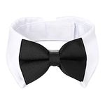 Black Bow Tie Dog Collar, Segarty Cute Tuxedo Dog Bowtie with Handcrafted Adjustable White Collar Formal Pet Cats Collar Necktie for Small Medium Large Boy Dog Wedding Birthday Gift