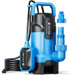 FOTING Sump Pump, High Flow Submersible Water Pump with Float Switch, Automatic Clean/Dirty Utility Pump for Basement Puddle Pool Tub Pond Draining, 1.5 HP, 6300GPH