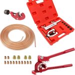 Brake Pipe Flaring Tool Set, Include 3 in 1 Tubing Bender, 3/16in 25ft Brake Line with 16 Joints, 1 Tube Cutter, Brake Line Flaring Tool for Vehicle Brake Systems, Air Conditioning Systems ﻿