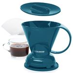 Clever Coffee Dripper and Filters, Large 18 oz| Barista's Choice| Safe BPA Free Plastic|Includes 100 Filters (Peacock Blue)