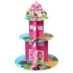 Farm Cupcake Stand 3 Tier Farm Animal Birthday Party Supplies Barnyard Cupcake Stand Pink Farm Cake Stand Holder Cardboard Farmhouse Dessert Tower for Farm Birthday Baby Shower Party Decorations