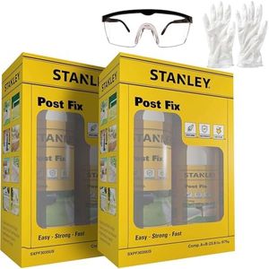 Stanley F996 Fence Post Mix | Concrete Alternative Expanding Foam | Easy to Use, Fast Installation 2X (Component A,B) 12.7 fl oz and 10.1 fl oz | Includes Goggles and Gloves, 2 Bottle | 2 Pack