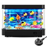 7CDXD Fake Fish Tank, Aquarium Night Light, Artificial Tropical Marine Animals Decorative Aquarium Lamp,Virtual Ocean Moving Fish Light for Bedroom Office Décor,Gift for Kids and Cat-Black