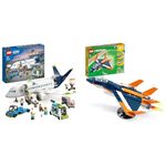 LEGO 60367 City Passenger Aeroplane Toy Building Set, Large Plane Model & Creator 3in1 Supersonic Jet Plane to Helicopter to Speed Boat Toy Set, Buildable Vehicle Models for Kids, Boys