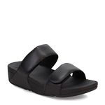 FitFlop FV6090-065 LULU Adjustable Leather Slides All Black US08.5