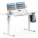 SHW 55-Inch Large Electric Height Adjustable Standing Desk, 140 x 71 cm, White