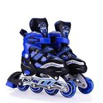 KAOMOJI Inline Skates, Adjustable Inline Roller Skates for Boys Kids & Girls, Adults Years Unisex Outdoor Skating Shoes Roller Blades with Led Flash Lights Featuring Wheels for Skating (Blue)